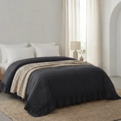Lazy Dekbed Zonder Overtrek Ruffles - Antraciet