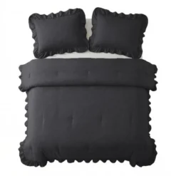 Lazy Dekbed Zonder Overtrek Ruffles - Antraciet