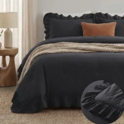 Lazy Dekbed Zonder Overtrek Ruffles - Antraciet