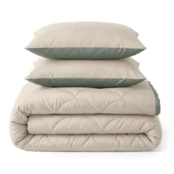 Lazy Dekbed Zonder Overtrek - Taupe/Groen