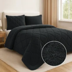 Lazy Dekbed Zonder Overtrek - Teddy - Zwart