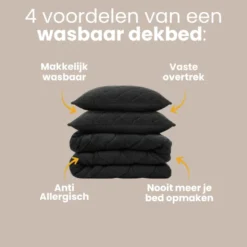 Lazy Dekbed Zonder Overtrek - Teddy - Zwart