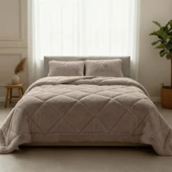 Lazy Dekbed Zonder Overtrek - Teddy Fur - Taupe