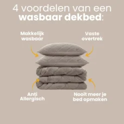 Lazy Dekbed Zonder Overtrek - Teddy - Taupe/Grijs