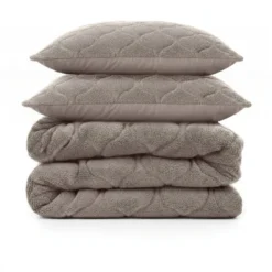 Lazy Dekbed Zonder Overtrek - Teddy - Taupe/Grijs