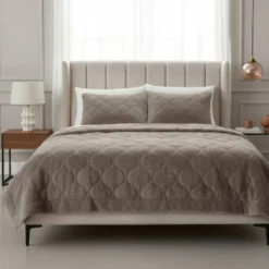 Lazy Dekbed Zonder Overtrek - Teddy - Taupe/Grijs