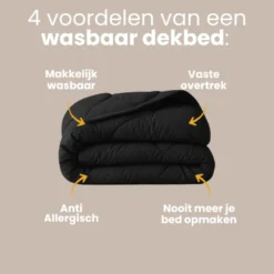 Lazy Dekbed Zonder Overtrek - Uni - Zwart