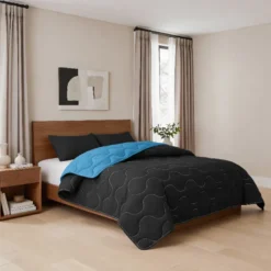 Lazy Dekbed Zonder Overtrek - Zwart/Blauw