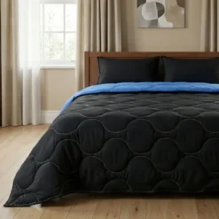 Lazy Dekbed Zonder Overtrek - Zwart/Blauw