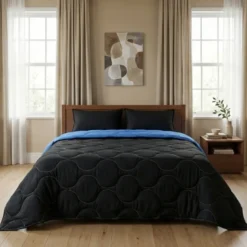 Lazy Dekbed Zonder Overtrek - Zwart/Blauw