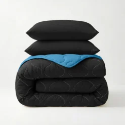 Lazy Dekbed Zonder Overtrek - Zwart/Blauw