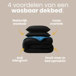 Lazy Dekbed Zonder Overtrek - Zwart/Blauw