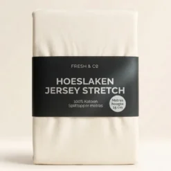 Splittopper Hoeslaken - Katoen Jersey Stretch - Crème