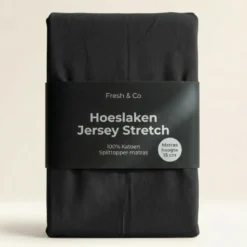 Splittopper Hoeslaken - Katoen Jersey Stretch - Zwart