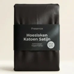 Splittopper Hoeslaken - Katoen Satijn - Zwart