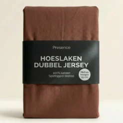 Splittopper Hoeslaken - Katoen Dubbel Jersey - Cognac