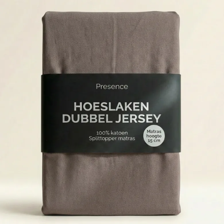 Splittopper Hoeslaken - Katoen Dubbel Jersey - Taupe