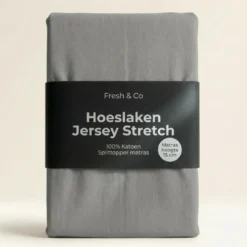 Splittopper Hoeslaken - Katoen Jersey Stretch - Lichtgrijs