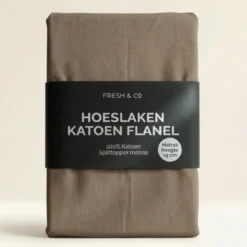 Splittopper Hoeslaken - Katoen Flanel - Taupe