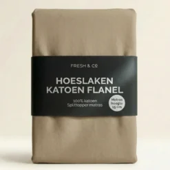 Splittopper Hoeslaken Katoen Flanel - Truffel