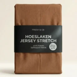 Splittopper Hoeslaken - Katoen Jersey Stretch - Cognac
