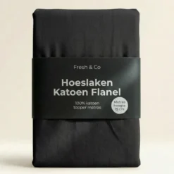 Topper Hoeslaken - Katoen Flanel - Zwart