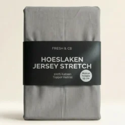 Topper Hoeslaken - Katoen Jersey Stretch - Lichtgrijs
