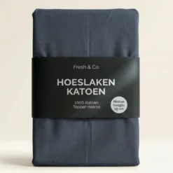 Topper Hoeslaken - Katoen - Navy
