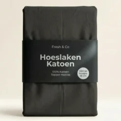 Topper Hoeslaken - Katoen - Zwart